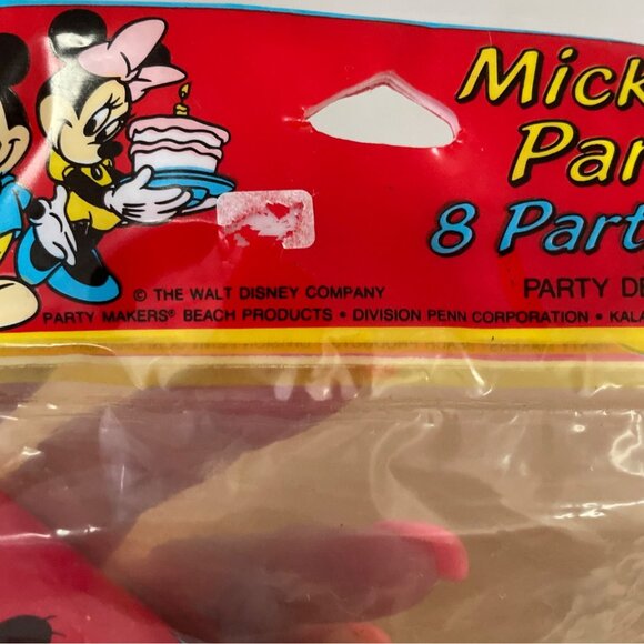 Vintage Beach Disney Mickey and Friends Birthday Party Hats Set of 8 New 1980s - Picture 4 of 6